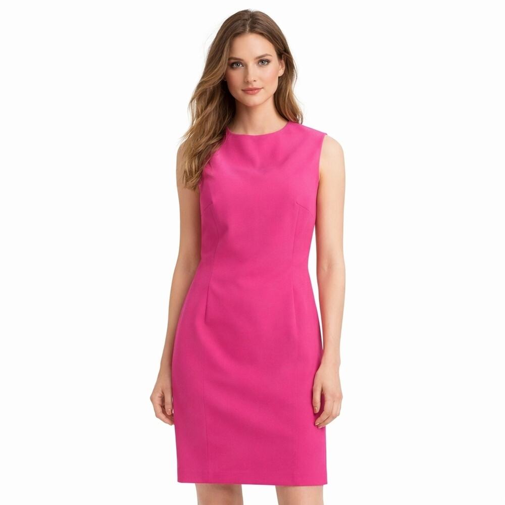 ZARA NWT Hot Pink Sheath Dress XL Barbiecore Tailored Sleeveless Mini Work Dress